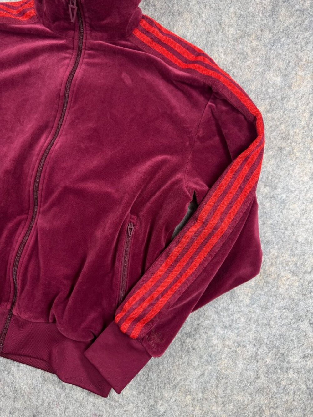 Adidas Ivy Park Womens Track Jacket Velour Sz M Burgundy Stripe - Picture 2 of 11